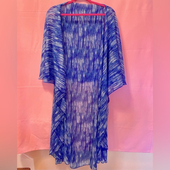 Blue Sheer Ombré Duster Top Flowy Swim Pool Beach Cover-up Cardigan Small Medium - Picture 1 of 8